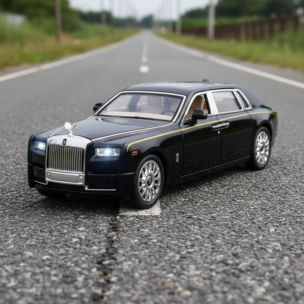 SJ ToyMart 1:32 Rolls Royce Phantom Toy Car Metal Pull Back Diecast Car with Openable Door and Sound Light, Gifts Toys for Kids