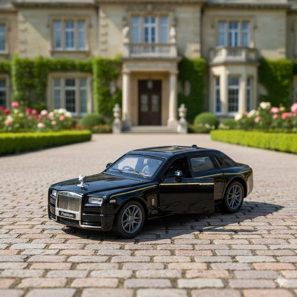 SJ ToyMart 1:32 Rolls Royce Mini Phantom Toy Car Metal Pull Back Diecast Car with Openable Door and Sound Light, Gifts Toys for Kids