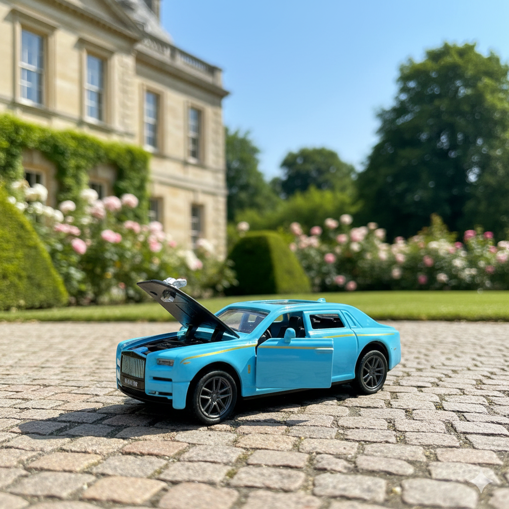 SJ ToyMart 1:32 Rolls Royce Mini Phantom Toy Car Metal Pull Back Diecast Car with Openable Door and Sound Light, Gifts Toys for Kids