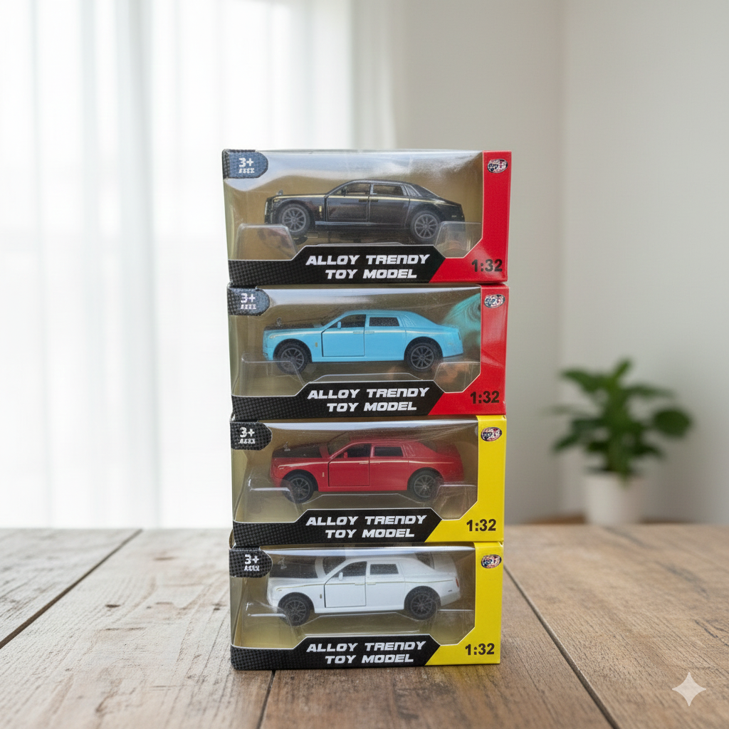 SJ ToyMart 1:32 Rolls Royce Mini Phantom Toy Car Metal Pull Back Diecast Car with Openable Door and Sound Light, Gifts Toys for Kids