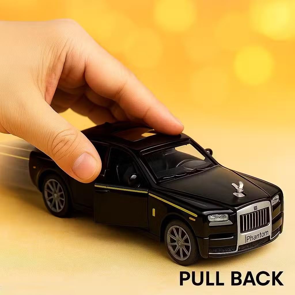 SJ ToyMart 1:32 Rolls Royce Phantom Toy Car Metal Pull Back Diecast Car with Openable Door and Sound Light, Gifts Toys for Kids
