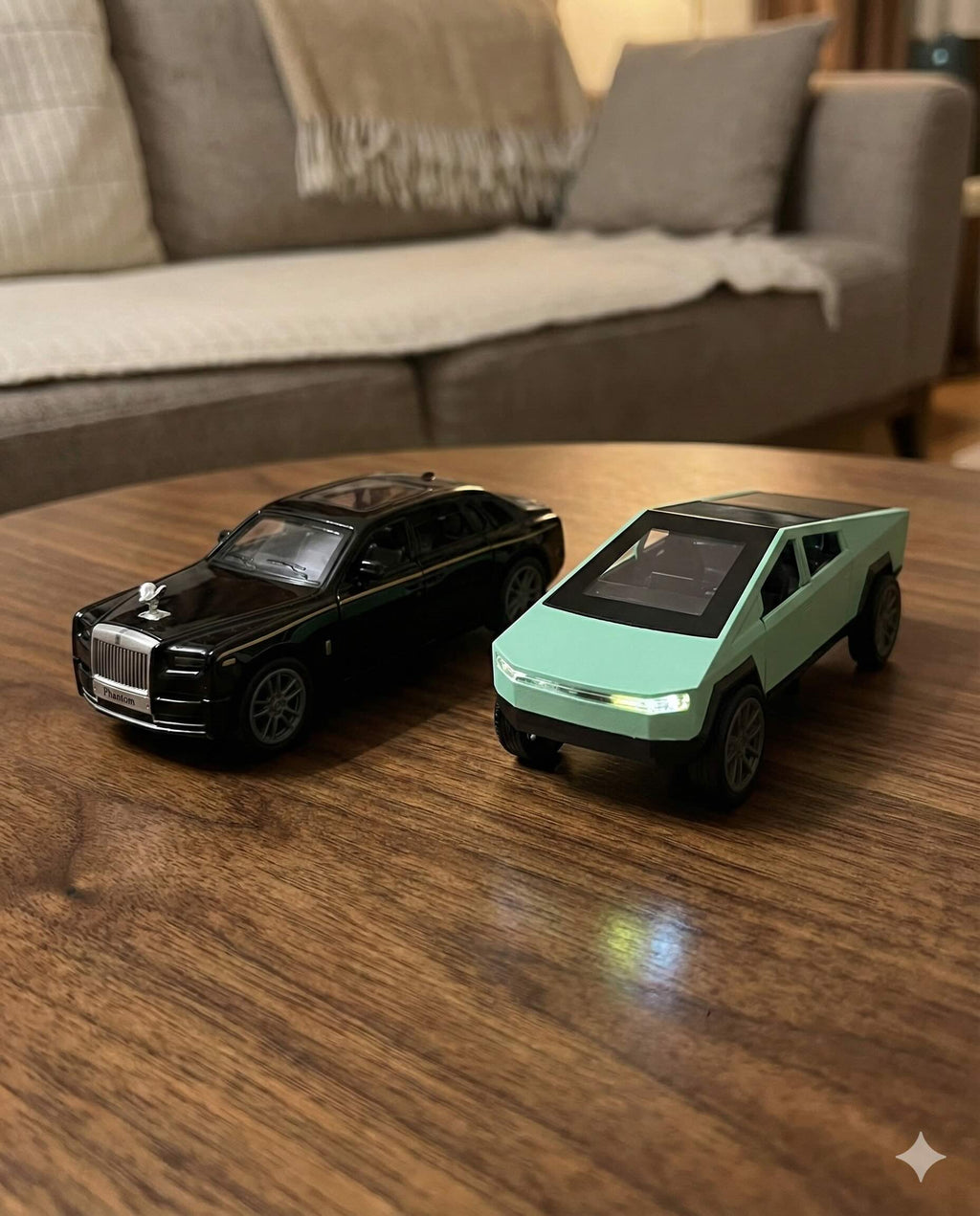 SJ ToyMart Luxury Duo Bundle – Rolls Royce Phantom & Tesla Cybertruck Die-Cast Toy Cars