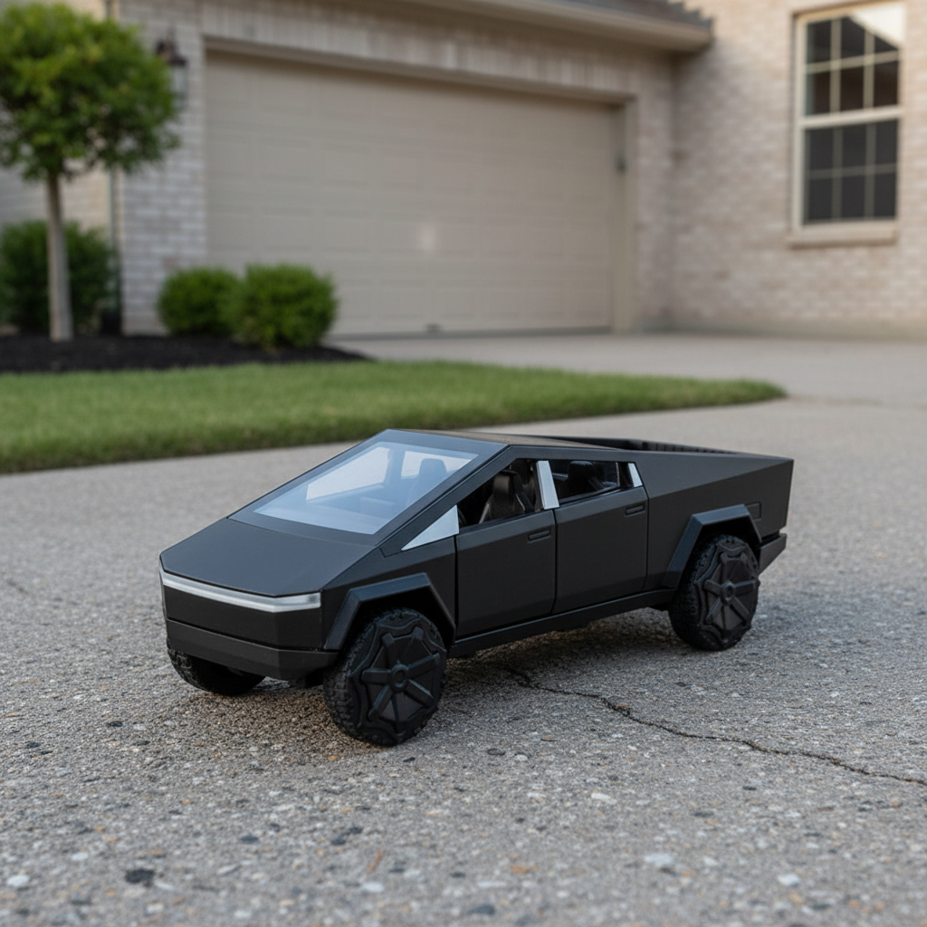 Tesla Cybertruck 1:36 Scale Model | Alloy Die-Cast Pull-Back Toy Car with Lights, Music & Openable Doors