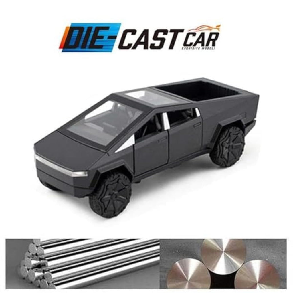 Tesla Cybertruck 1:36 Scale Model | Alloy Die-Cast Pull-Back Toy Car with Lights, Music & Openable Doors