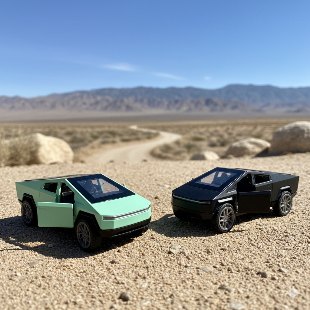 SJ ToyMart Tesla Cybertruck 1:36 Scale Model | Alloy Die-Cast Pull-Back Toy Car with Lights, Music & Openable Doors