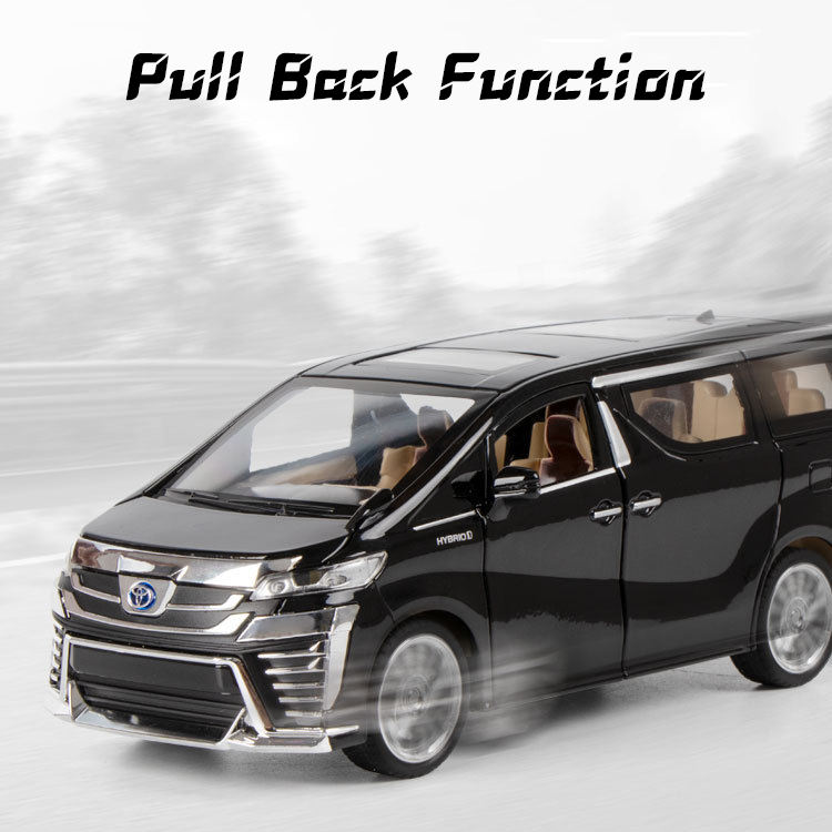SJ ToyMart 1:24 Simulation Scale Vellfire MPV Toy Gift for Kids with Sound and Light Pullback Die Cast Model Car