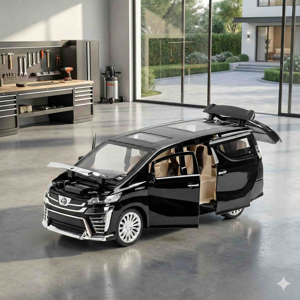 SJ ToyMart 1:24 Simulation Scale Vellfire MPV Toy Gift for Kids with Sound and Light Pullback Die Cast Model Car